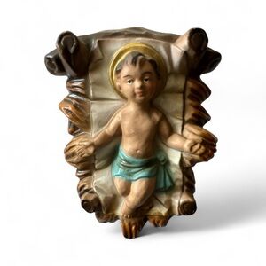 Vintage Baby Jesus in manger made in Japan‎